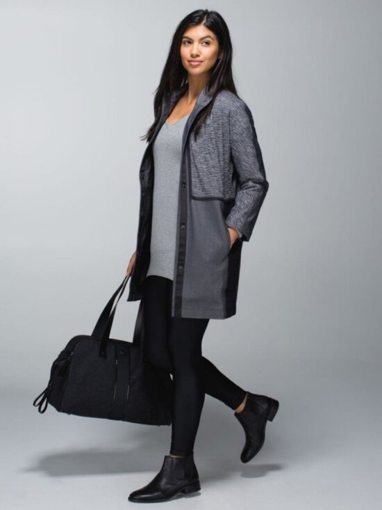 lululemon athletica Jackets & Blazers - Lulu Cocoon Car Coat Coco Pique Black Long Jacket